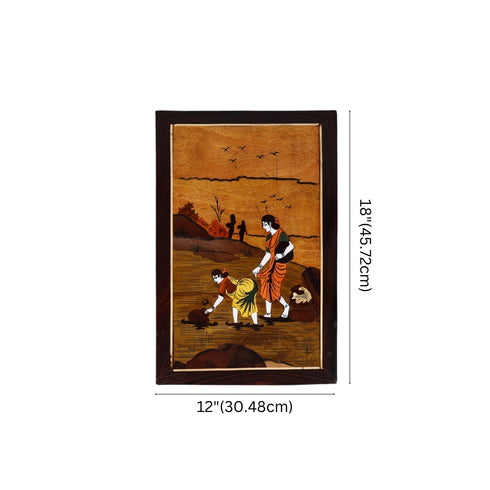 Mysore Inlay Rosewood Painting of Two Beautiful Women (Portrait)