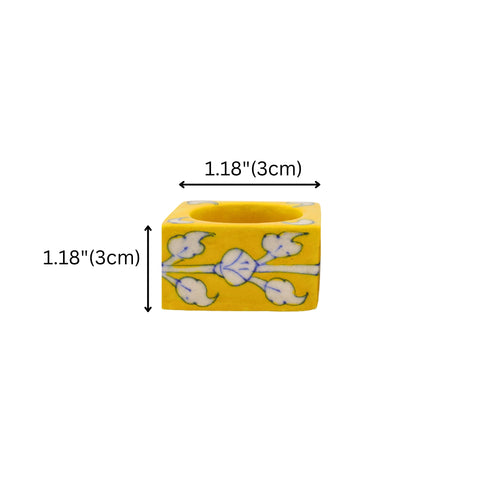 Set of 2 Blue Pottery Yellow Color T-Light Candles