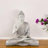 14-Inch Polyresin Buddha Statue with Silver Robe | Vastu Feng Shui Gift | Meditation Zen Decor | Home Office Prosperity