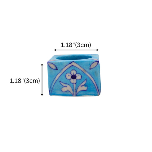 Set of 2 Blue Pottery T-Light Candles Holders