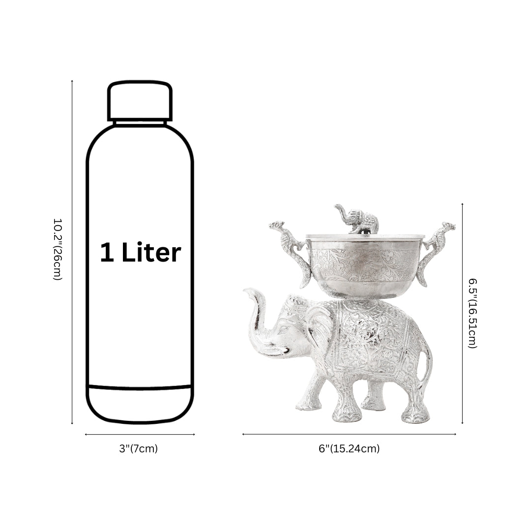 Handcrafted German Silver Elephant Bowl with Lid - Traditional Indian Dry Fruit Bowl for Home Decor & Gifting