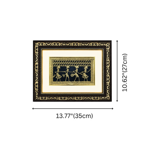 Dhokra Art Tribal Women at Work Glass Frame