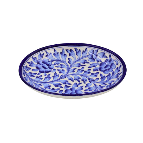 Blue Pottery Oval Plate - Blue