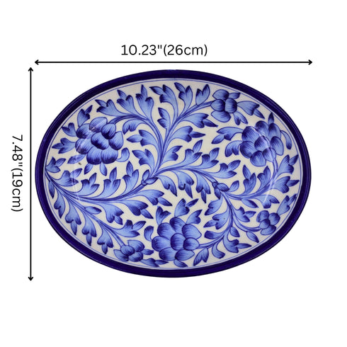 Blue Pottery Oval Plate - Blue