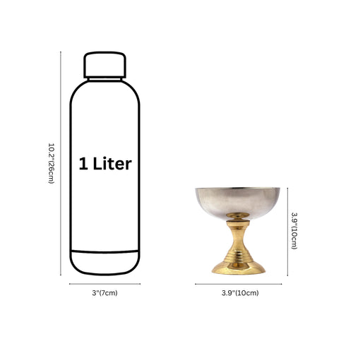 Handcrafted Silver Bowl with Brass Pedestal | Elegant Ceremonial Chalice