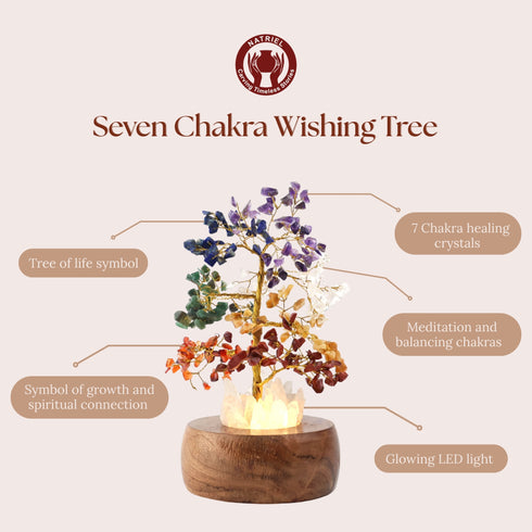 7 Stone Chakra Gemstone Wish Tree Lamp