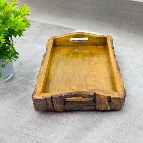 Solid Wood Rustic Serving Tray - For Kitchen & Dining