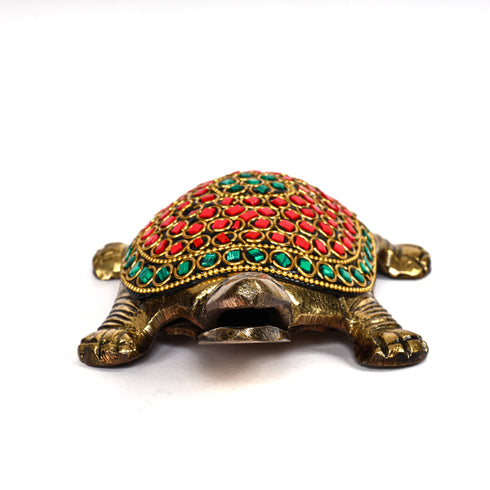 Antique Brass Tortoise - Vastu Kachua - Available in Red and Green