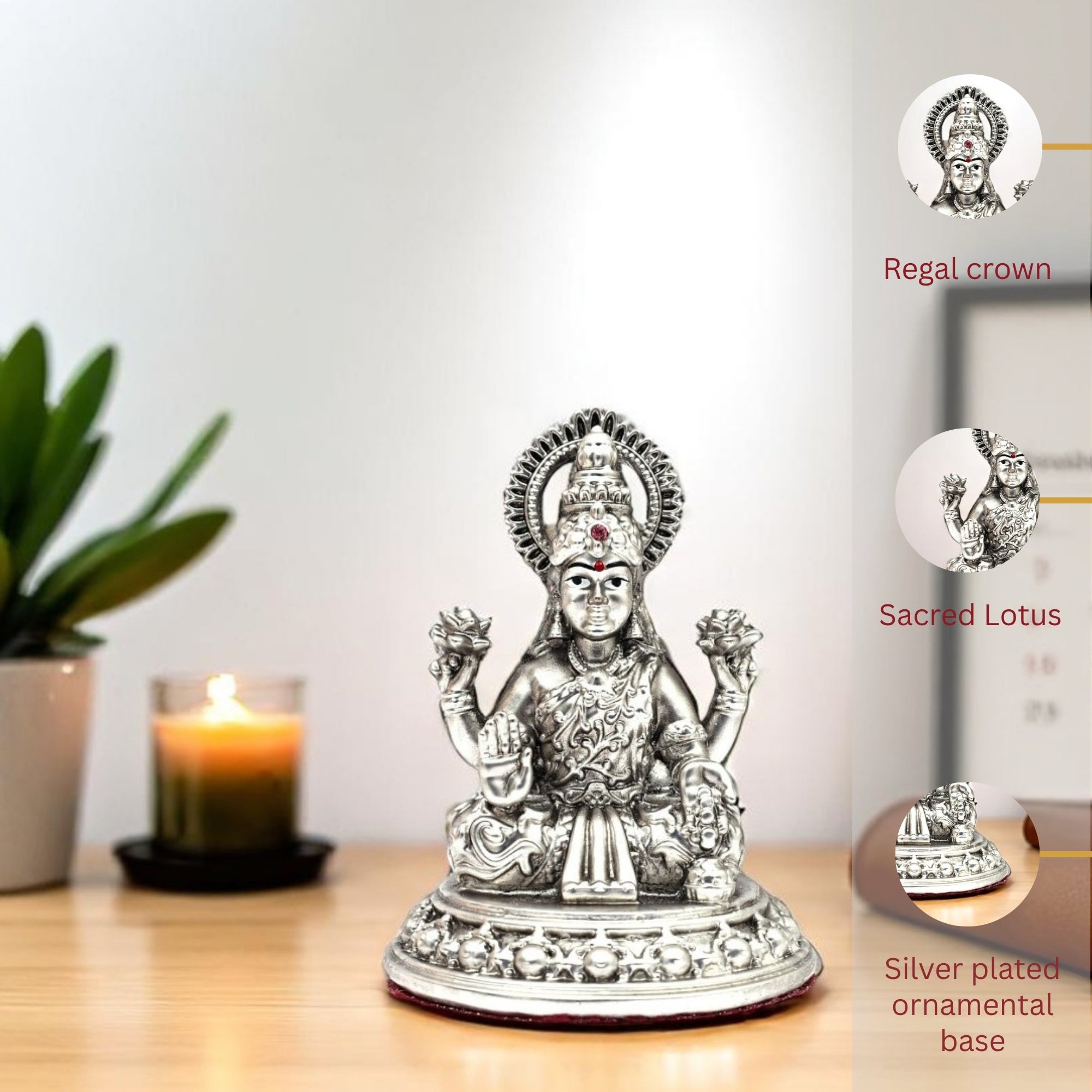 Silver Finish Lakshmi Statue - Ideal for Home and Temple Décor