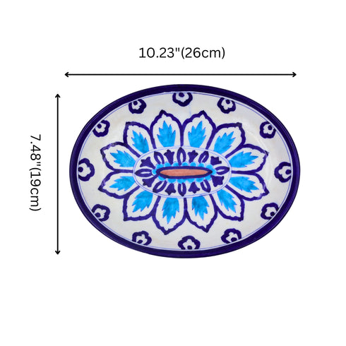 Blue Pottery Oval Plate