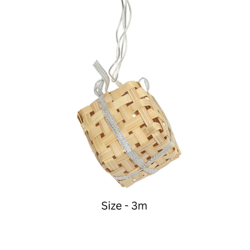 Beige Cube Shaped Premium Handmade Bamboo String Fairy Light - Festive Decor Item