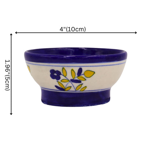 Blue Pottery Round Bowl - White and Blue