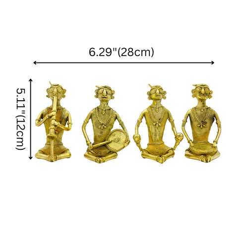 Handcrafted Folk Musician Decor (Set of 4) - Dhokra Art Technique
