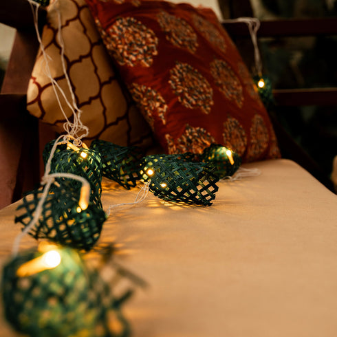 Green Premium Handmade Bamboo String Fairy Light - Festive Decor Item