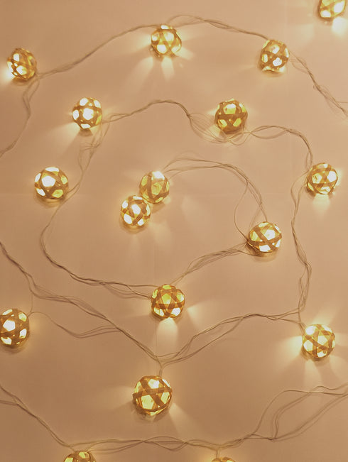 Beige Sphere-Shaped Premium Handmade Bamboo String Fairy Light - Festive Decor Item