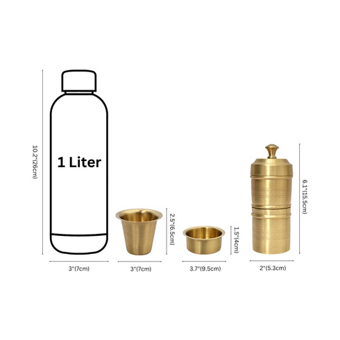 Brass Tumbler- Dabara set with coffee filter (2 Dabara set and 1 coffee filter)