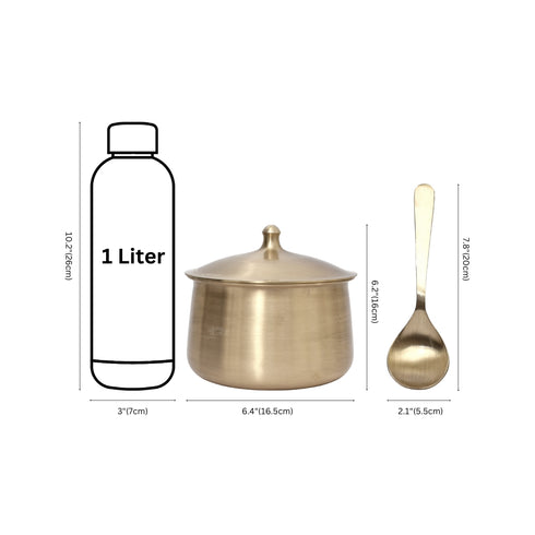 Pure Kansa Handi - Deep Serving Bowl (1 lid, 1 Serving Bowl and 1 serving spoon)