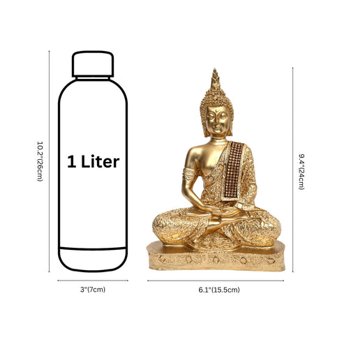 Golden Matte Finish Buddha Idol for Home Décor -Golden Detailing on Robe
