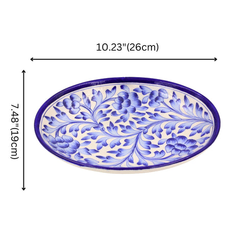 Blue Pottery Round Plate - blue