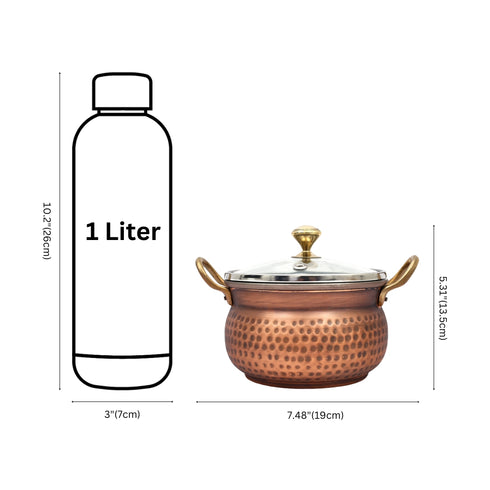 Copper Serving bowl with Glass lid