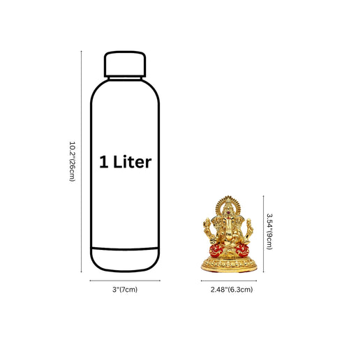 Gold-Coated Ganesha Figurine with Red Dhoti - Spiritual Home Décor
