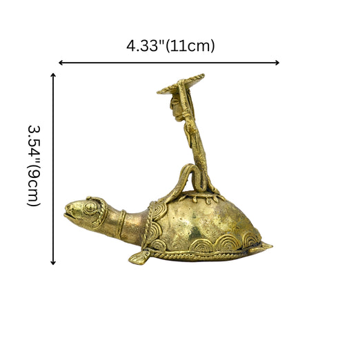 Handcrafted Tribal figure on Tortoise – Dhokra Art Technique