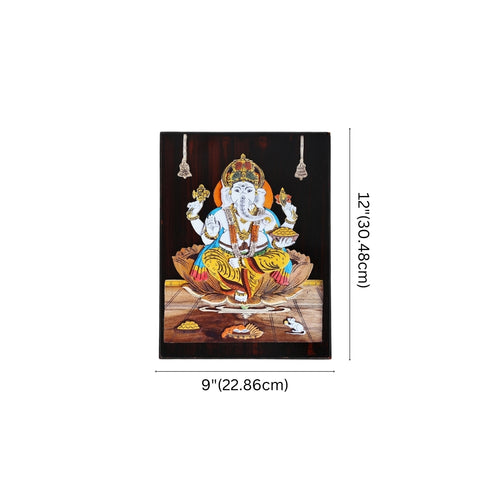 3D Mysore Overlay Rosewood Painting of Lord Ganesha with Offerings