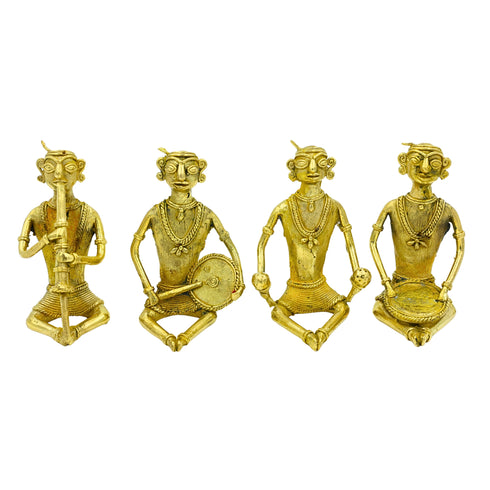 Handcrafted Folk Musician Decor (Set of 4) - Dhokra Art Technique