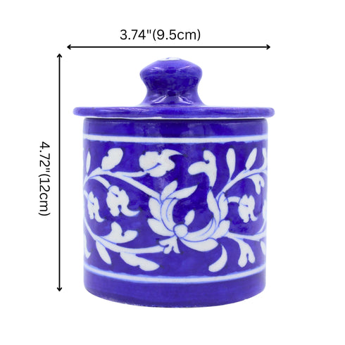 Blue Pottery Jar with Lid - Blue