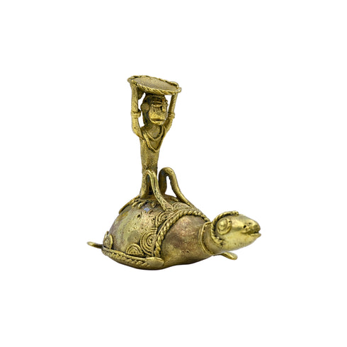 Handcrafted Tribal figure on Tortoise – Dhokra Art Technique