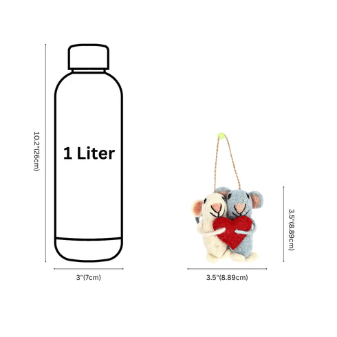 Handmade Needled Felt Work Mouse Pair Hanging for Gifting