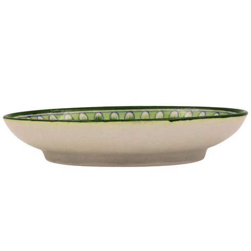 Blue Pottery Oval Plate - Green