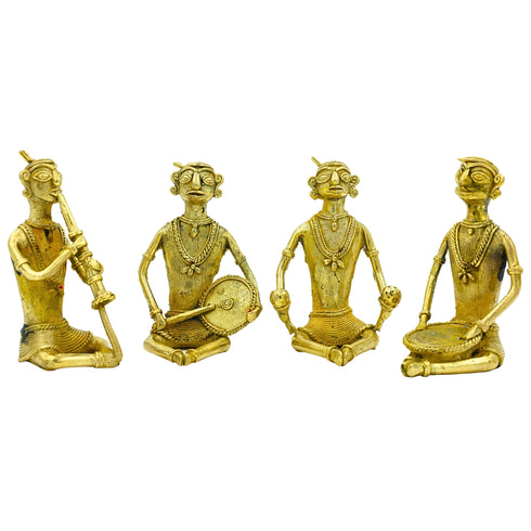 Handcrafted Folk Musician Decor (Set of 4) - Dhokra Art Technique