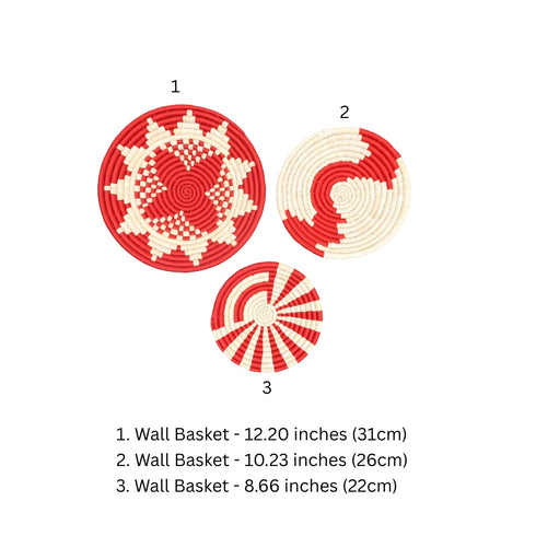 Handcrafted Sabai Grass Wall Art (Set of 3) – Orange Sustainable Wall Decor Product