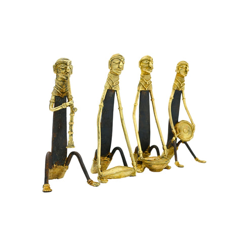 Dhokra Art Tribal Musicians - set of 4 - Golden