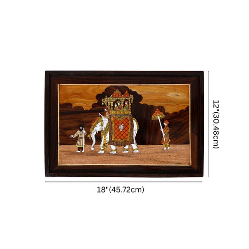 Wooden Mysore Inlay Painting of Dasara Procession