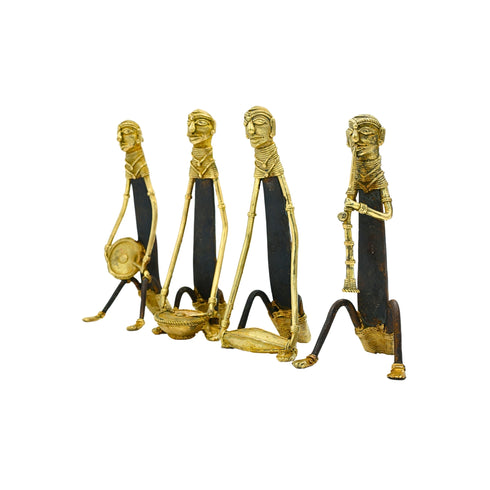 Handcrafted Brass Tribal Musicians (Set of 4) - Dhokra Art