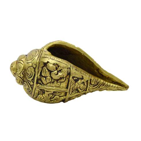 Antique Brass Shankh - Showpiece Home and Temple Decor