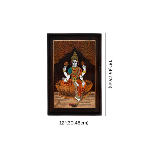 Wooden Mysore Inlay Painting of Goddess Lakshmi