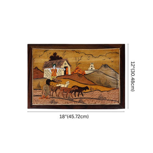 Mysore Inlay Rosewood Painting of a Shepherd with his Flock