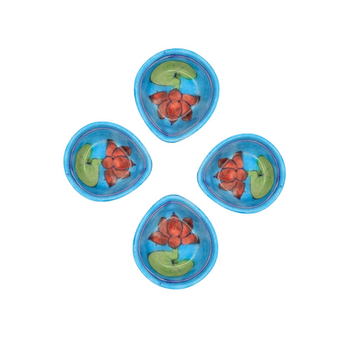 Set of 4 Blue Pottery Sky blue Diyas