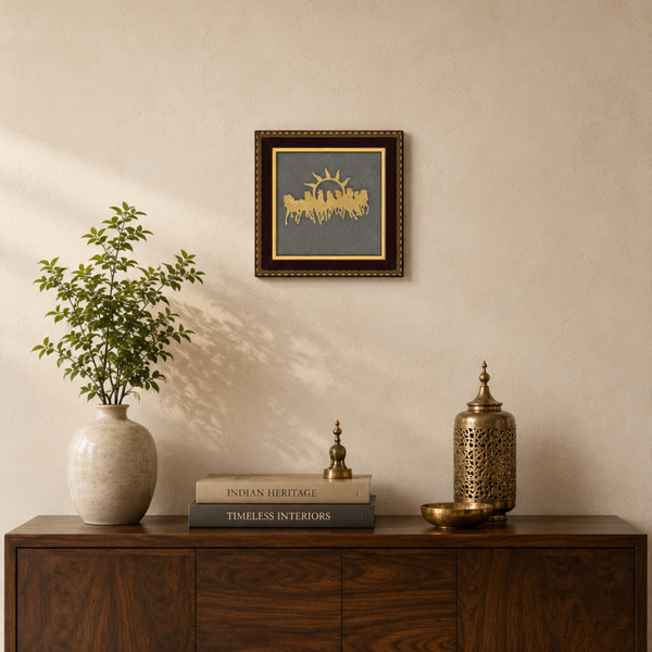 7 Horses Pyrite Frame for Career Growth