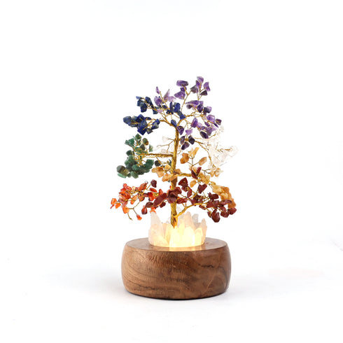 7 Stone Chakra Gemstone Wish Tree Lamp