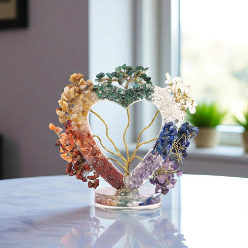 7 Stone chakra Glass heart – Wish tree/Crystal tree/ Gemstone tree