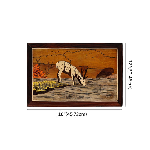 Mysore Inlay Rosewood Painting of a Graceful Deer