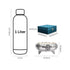 Measurement chart comparing a 1-liter bottle, a decorative box, and a decorative item on a white background.