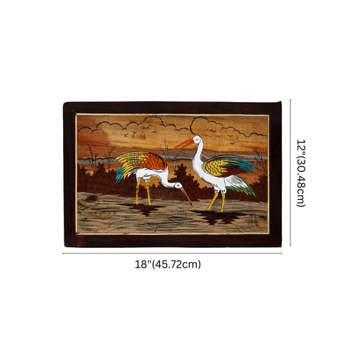 Mysore Inlay Rosewood Painting of Cranes (Landscape)