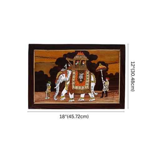 Wooden Mysore Inlay Painting of Dasara Procession