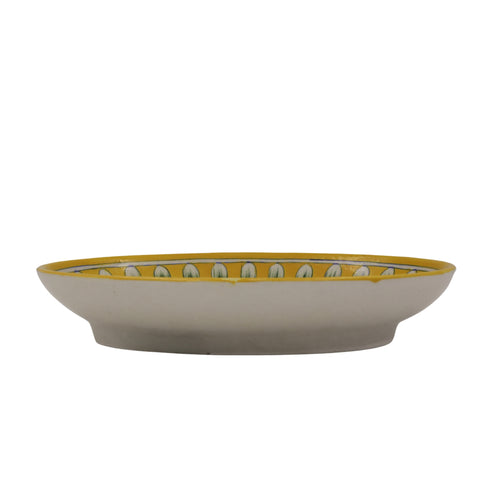 Blue Pottery Oval Plate - Yellow