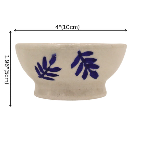 Blue Pottery Round Bowl - White